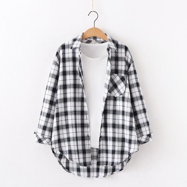 2019 New Brand Plaid Shirt Women Loose Plus Size Blouse Female Long Sleeve Blouses Cotton Flannel Casual Shirt Women Tops Blusas