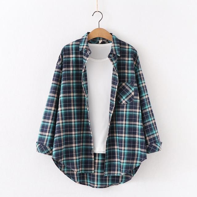 2019 New Brand Plaid Shirt Women Loose Plus Size Blouse Female Long Sleeve Blouses Cotton Flannel Casual Shirt Women Tops Blusas