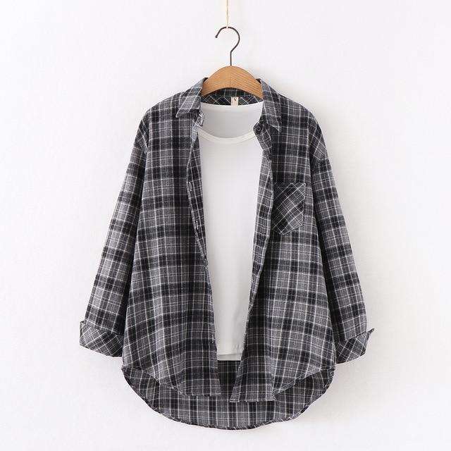 2019 New Brand Plaid Shirt Women Loose Plus Size Blouse Female Long Sleeve Blouses Cotton Flannel Casual Shirt Women Tops Blusas