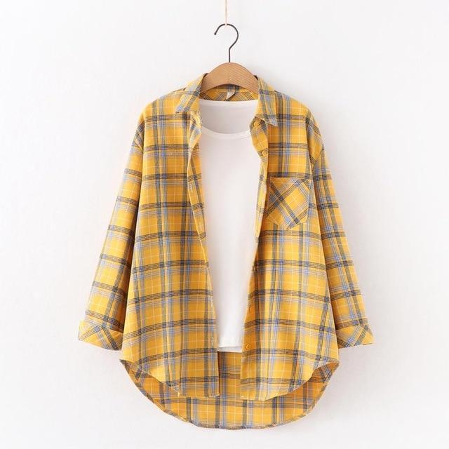 2019 New Brand Plaid Shirt Women Loose Plus Size Blouse Female Long Sleeve Blouses Cotton Flannel Casual Shirt Women Tops Blusas