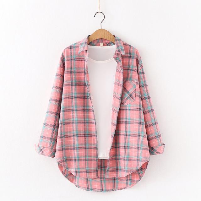 2019 New Brand Plaid Shirt Women Loose Plus Size Blouse Female Long Sleeve Blouses Cotton Flannel Casual Shirt Women Tops Blusas