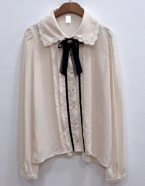 2020 Spring Women's Cute Tops Preppy Style Vintage Japaneses Korea Design Button Elegant Formal Shirts Blouses Pink White 12020