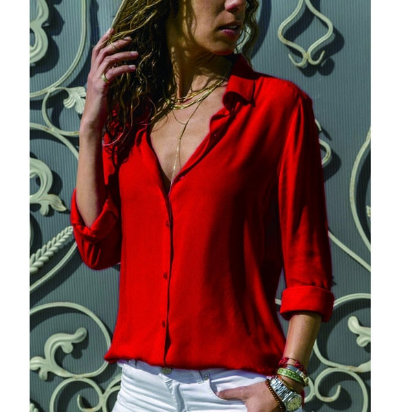 Women Blouses Basic Selling Button Solid 2020 Fashion Long Sleeve Office Shirt Leisure Blouse Shirt Casual Slim Plus Size Tops
