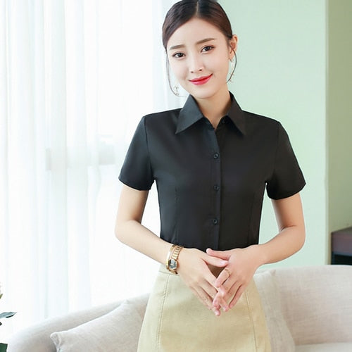 Korean Fashion Summer Cotton Women Shirts White Short Sleeve Women Blouses Ladies Plus Size 5XL Pink Womens Tops and Blouses