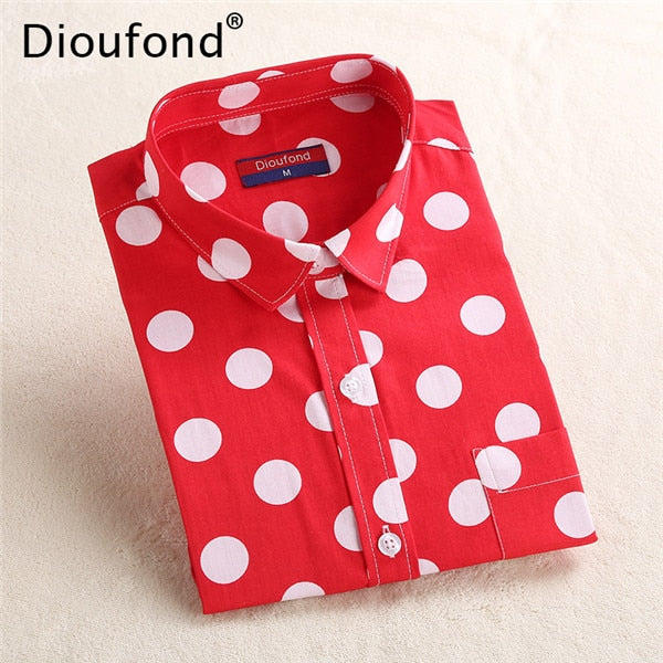 Dioufond White Navy Lips Print Women Blouses Long Sleeve Ladies Office Blouse Shirt  Casual Button Down Blusa 2017 Spring