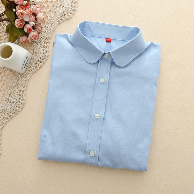 Brand Women Blouse 2020 New Casual Long Sleeved Cotton Oxford White Shirt Woman Office Plus Size Shirts Blusas Feminine Blouses