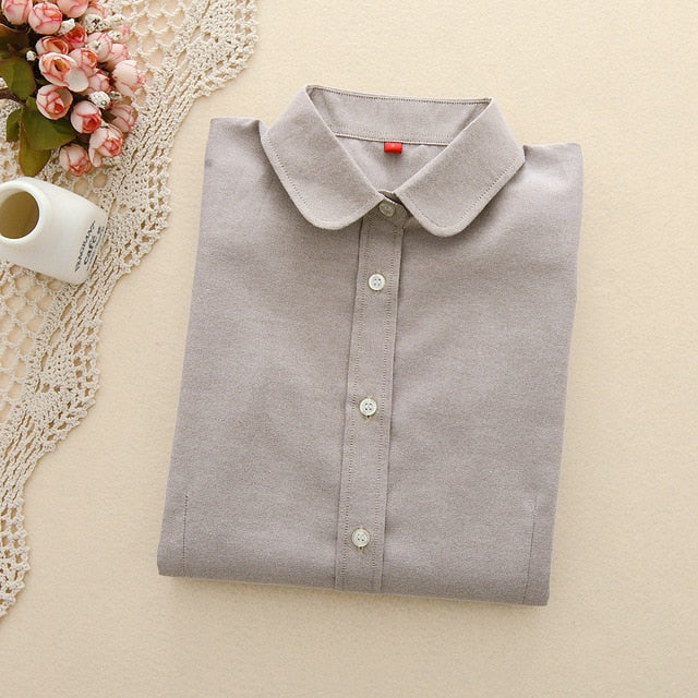 Brand Women Blouse 2020 New Casual Long Sleeved Cotton Oxford White Shirt Woman Office Plus Size Shirts Blusas Feminine Blouses