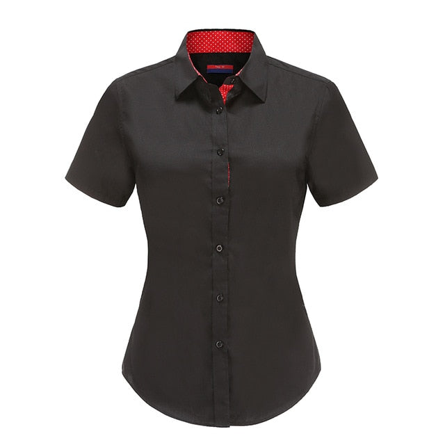 Dioufond Women Long Sleeve Shirt Fashion Clothes White Black Slim Patchwork Dot Cotton Blouse Office Ladies Plus Size Formal Top