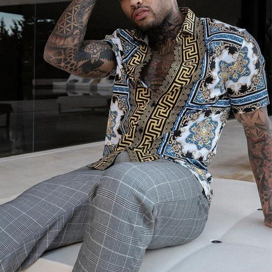 2020 Fashion  Casual Button Hawaii Print Beach Short Sleeve Quick Dry Top Blouse M-3XL hawaiian shirt streetwear