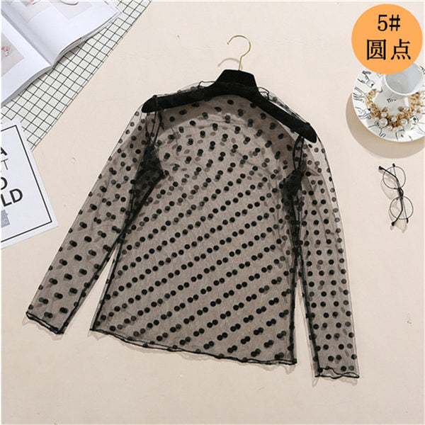 Mesh Top Women Sexy sheer Fishnet See Through Transparent Top Lace Top Blouse Mesh Shirt Women tops mesh Blouses Black Shirt