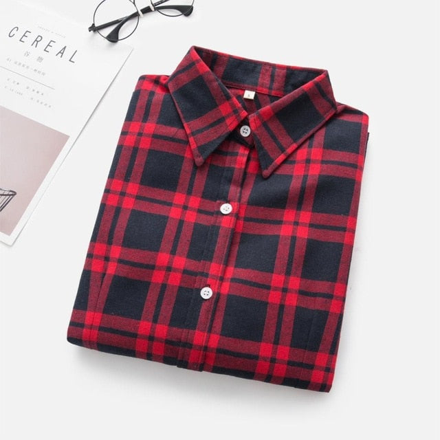Women's Shirts 2020 Autumn and Winter female shirt plaid shirt women slim long sleeve cotton Blouse top female outerwear