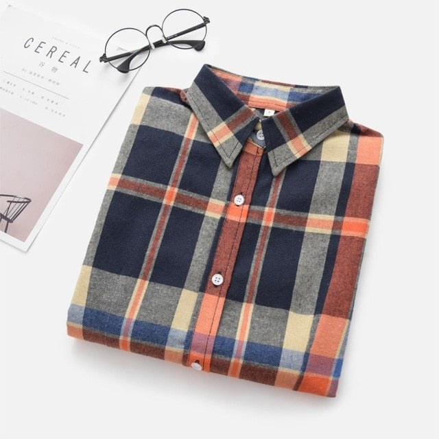 Women's Shirts 2020 Autumn and Winter female shirt plaid shirt women slim long sleeve cotton Blouse top female outerwear
