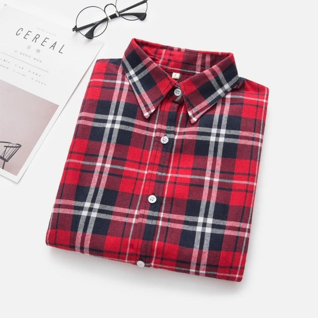 Women's Shirts 2020 Autumn and Winter female shirt plaid shirt women slim long sleeve cotton Blouse top female outerwear