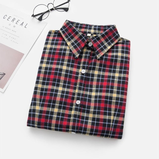 Women's Shirts 2020 Autumn and Winter female shirt plaid shirt women slim long sleeve cotton Blouse top female outerwear