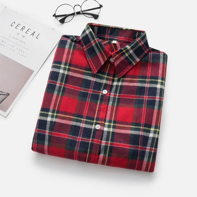 Women's Shirts 2020 Autumn and Winter female shirt plaid shirt women slim long sleeve cotton Blouse top female outerwear