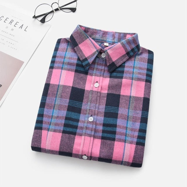 Women's Shirts 2020 Autumn and Winter female shirt plaid shirt women slim long sleeve cotton Blouse top female outerwear