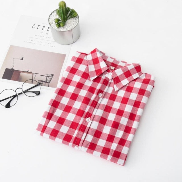 Women's Shirts 2020 Autumn and Winter female shirt plaid shirt women slim long sleeve cotton Blouse top female outerwear