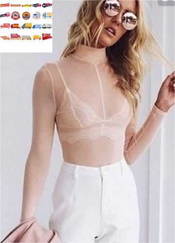 2018 Summer Fashion Women Blouse Sexy Women's Net Long Sleeve See Through Pure Top Semi Transparent Blouse