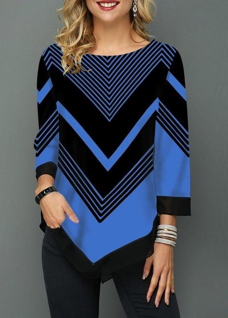 Plus Size Casual Spring Women Tops Seven Points Sleeve Shirts Loose Shirt 2020 Streetwear Women Print Blouse Elegant Ladies Tops