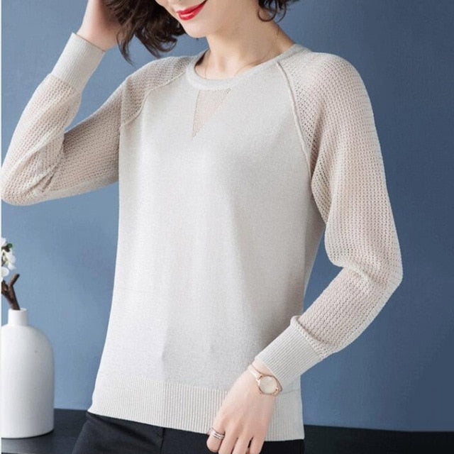 Tops Womens Pullover Spring Autumn Basic Blouse Shirts Ladies Long Sleeve Casual Tops Pullovers New Arrival Elastic Women