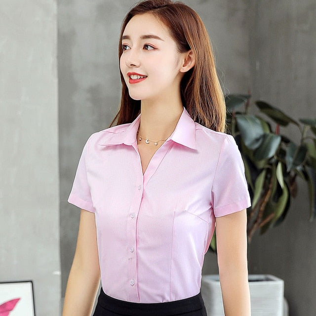 Womens Tops and Blouses Cotton Women Shirts Solid Women Blouses Short Sleeve White Plus Size XXXL/4XL Blusas Femininas Elegante
