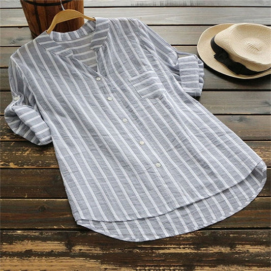 New Fashion Women Star V-Neck Blouse Shirt Long Sleeve Female Sexy Tee Tops Women Cotton Shirt Blusas Feminine Blouses Plus size