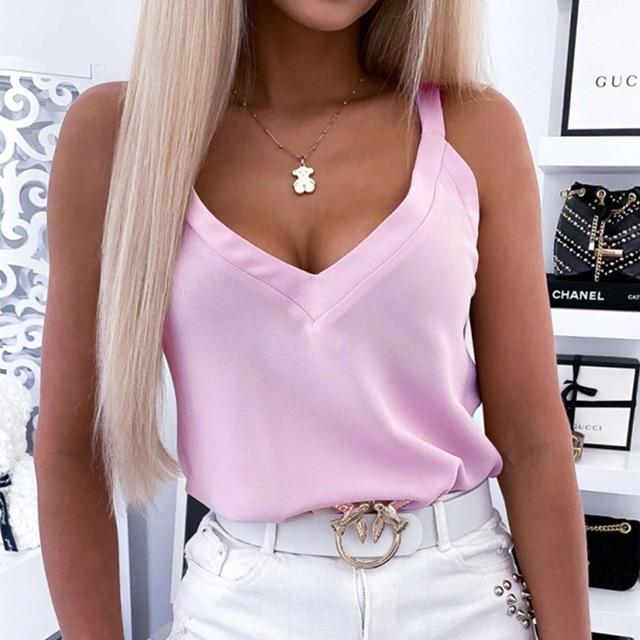2020 Sexy V-Neck Sleeveless Blouse Shirt Women Elegant Flower Print Loose Tops Summer Lady Off Shoulder Plus Size Blusa Shirts