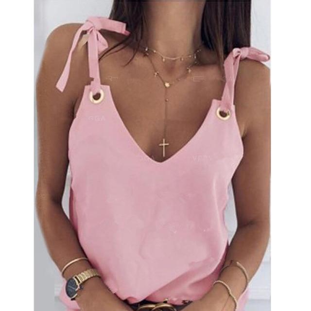 2020 Sexy V-Neck Sleeveless Blouse Shirt Women Elegant Flower Print Loose Tops Summer Lady Off Shoulder Plus Size Blusa Shirts