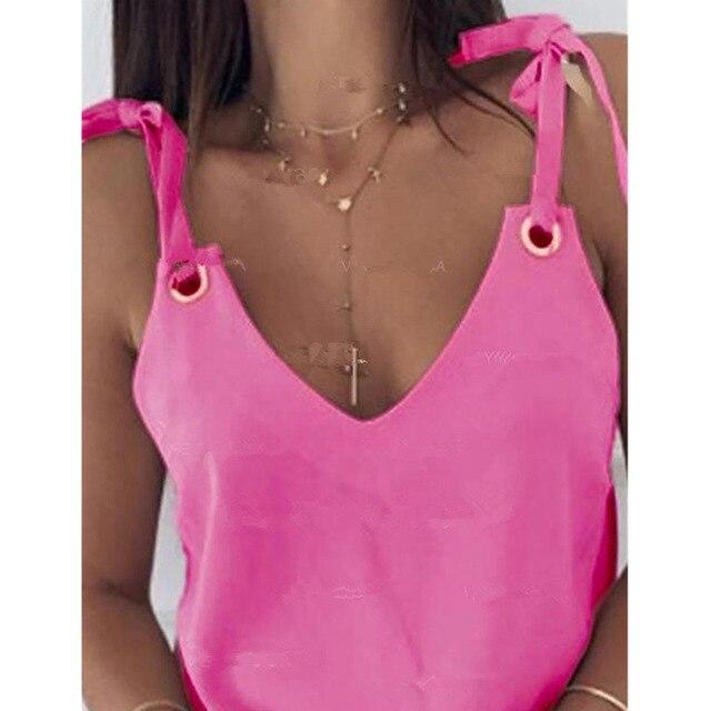 2020 Sexy V-Neck Sleeveless Blouse Shirt Women Elegant Flower Print Loose Tops Summer Lady Off Shoulder Plus Size Blusa Shirts