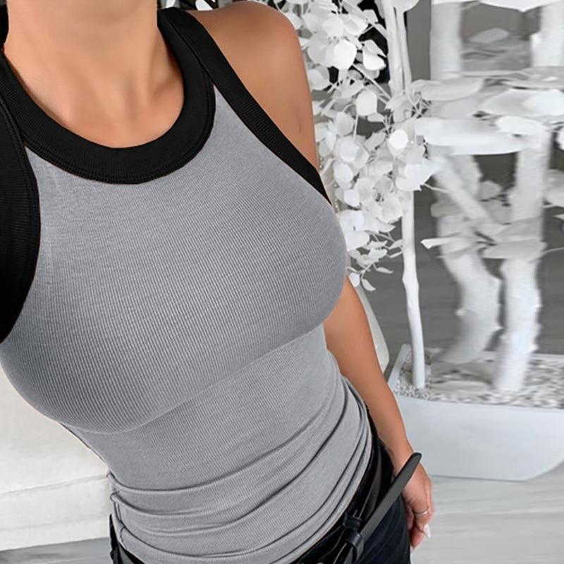 Summer Striped Print Sleeveless Knitted Blouse Shirts Hollow Out O Neck Womens Tops and Blouses Elegant Slim Fit Bodycon Blusas