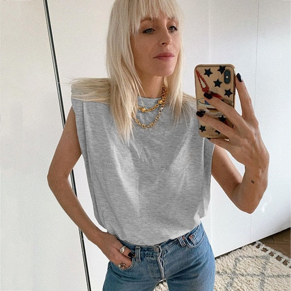 OOTN Summer Sleeveless Top Female O Neck White Women Blouse Shirt Ladies Loose solid Chic Casual Blouses Black 2020 Cotton Brown