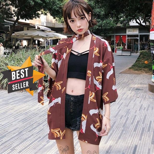 2019 Vintage Summer Printed Chiffon Sunscreen Harajuku Kimono Cardigan Outerwear Blouse Japanese Style Women Clothing