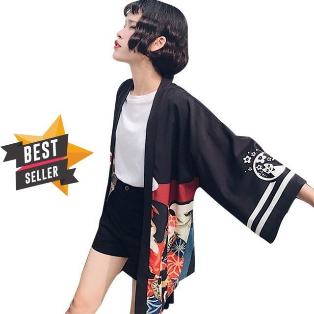 2019 Vintage Summer Printed Chiffon Sunscreen Harajuku Kimono Cardigan Outerwear Blouse Japanese Style Women Clothing