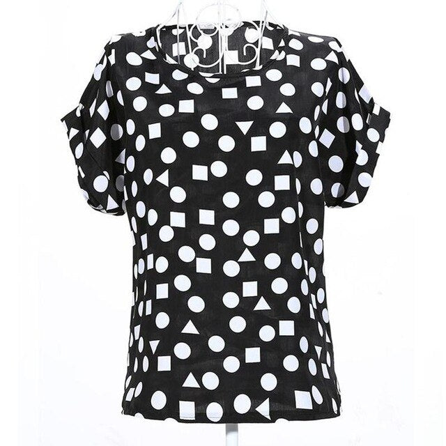 2020 New Large Size Women Pprinting Blouse Bird Bat Shirt Short-Sleeved Chiffon Blusas Femininas Roupas Summer Style