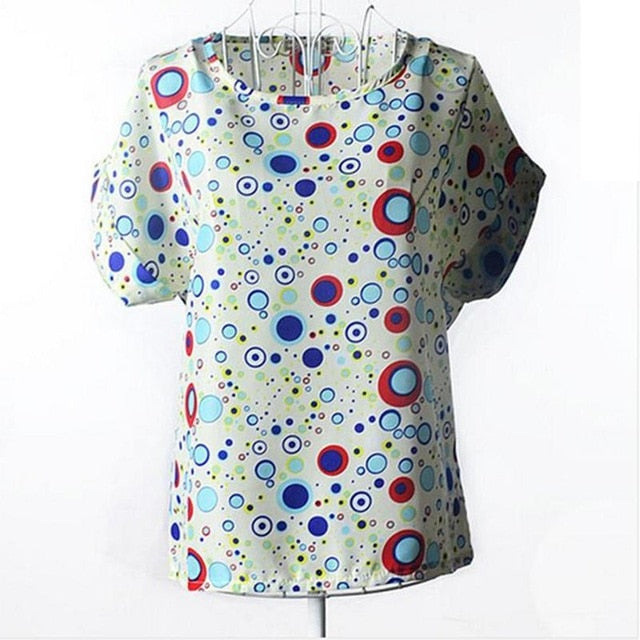 2020 New Large Size Women Pprinting Blouse Bird Bat Shirt Short-Sleeved Chiffon Blusas Femininas Roupas Summer Style