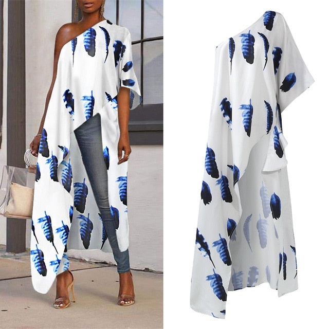 VONDA 2020 Summer Tunic Women Sexy Off One Shoulder Party Shirts Holiday Tops Plus Size Elegant Bohemian Blusas Femininas