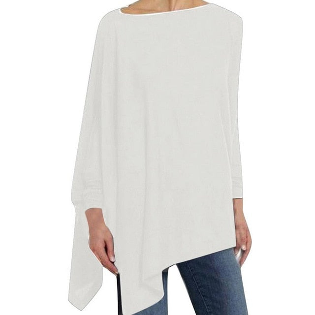 Jocoo Jolee Cotton Irregular Womens Tops And Blouses Casual O Neck Long Sleeve Loose Shirt Female Solid Sweatshirt Solid Pullove