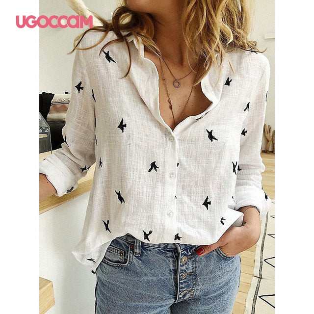 UGOCCAM Women Blouses Long Sleeve Autumn Blouse Women Blouse Shirt Office Elegant Work Shirt Plus Size Top blusas mujer de moda