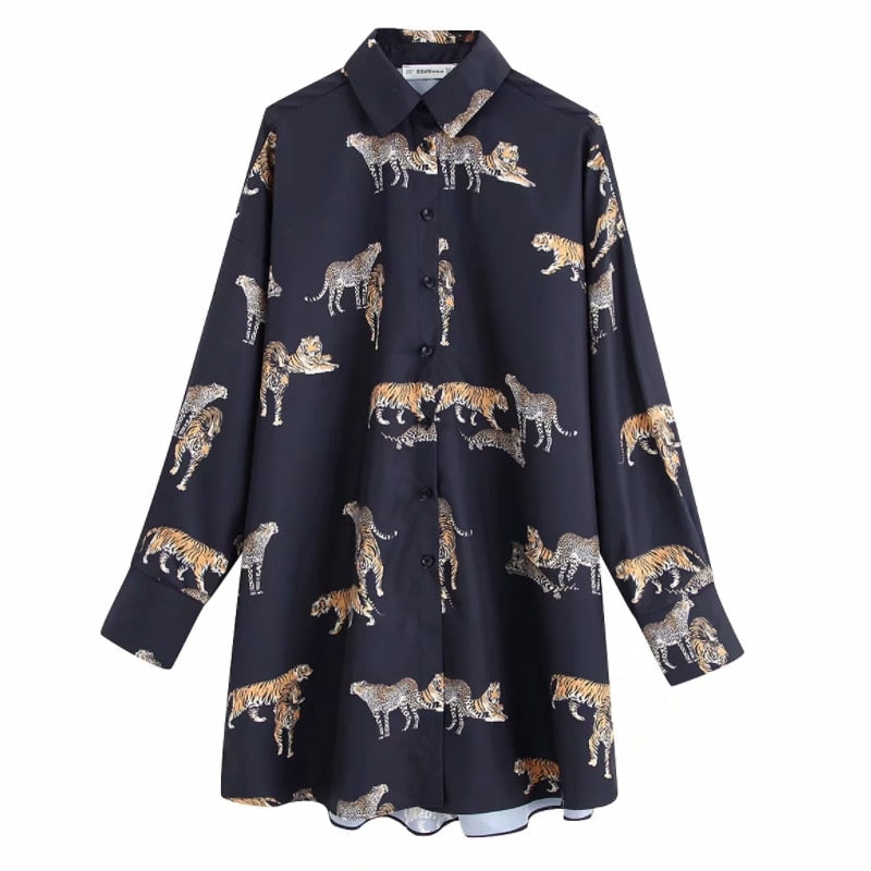 New 2020 women vintage animal print casual loose kimono blouse shirts women wild chic chemise blusas brand femininas tops LS6080