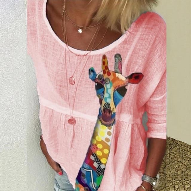 5XL Casual Women Three-Quarter Sleeve Blouse Elegant O Neck Shirt Pullovers 2020 Summer Daisy Flower Print Tops Blusa Streetwear