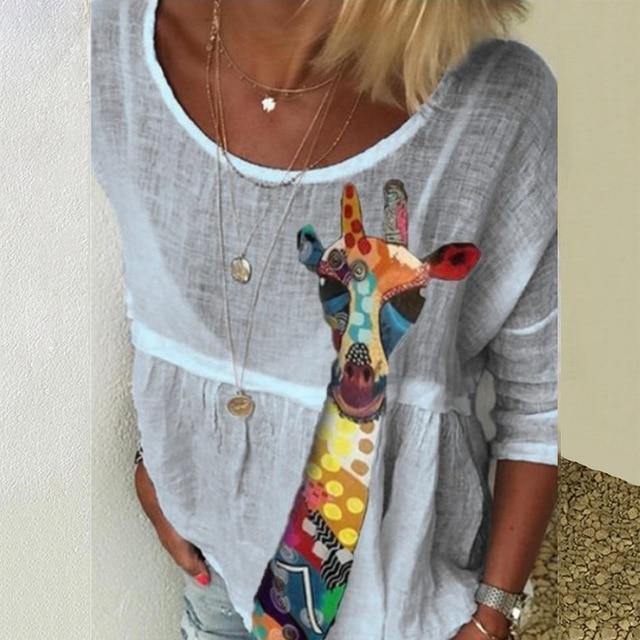 5XL Casual Women Three-Quarter Sleeve Blouse Elegant O Neck Shirt Pullovers 2020 Summer Daisy Flower Print Tops Blusa Streetwear