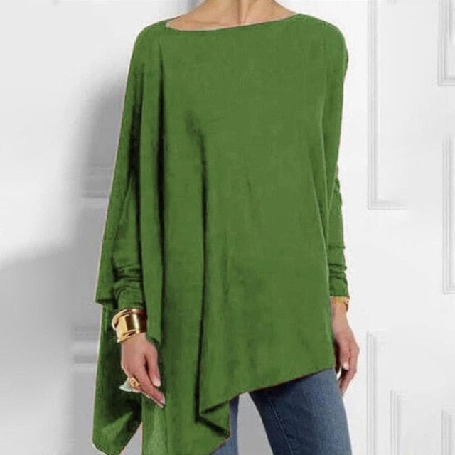 Jocoo Jolee Cotton Irregular Womens Tops And Blouses Casual O Neck Long Sleeve Loose Shirt Female Solid Sweatshirt Solid Pullove