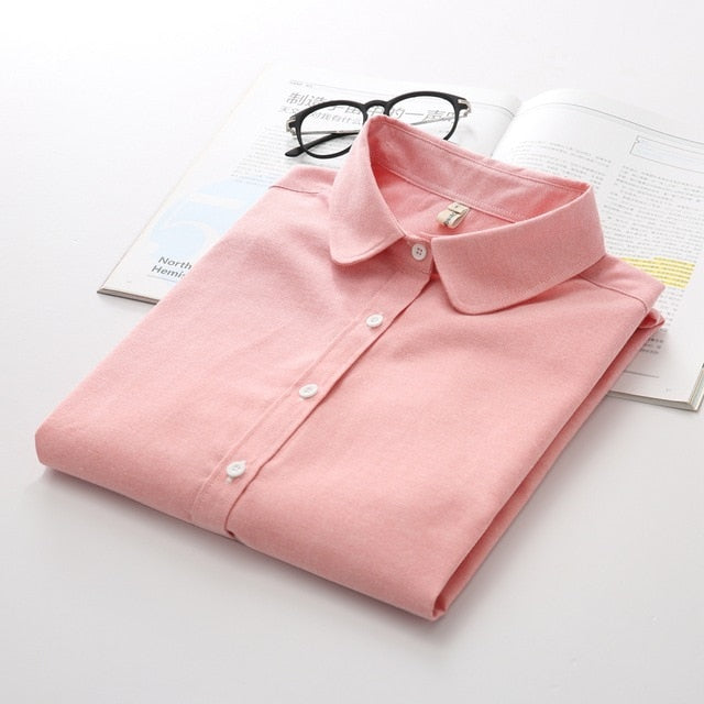 Brand Women Blouse 2020 New Casual Long Sleeved Cotton Oxford White Shirt Woman Office Plus Size Shirts Blusas Feminine Blouses