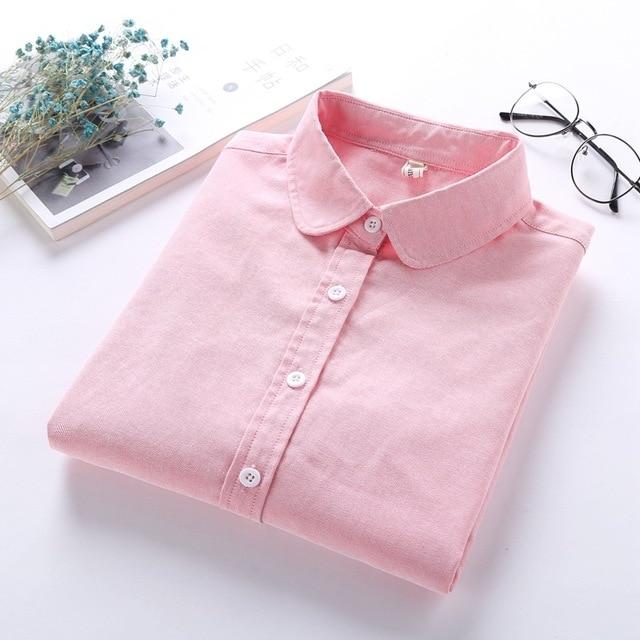 Women Blouse New Casual BRAND Long Sleeve Oxford White Blue Shirt Woman Office Wear Shirts High Quality Blusas Ladies Tops
