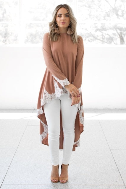 S-XXL Plus Size Women Bohemian Printed Long Sleeve Shirt Women Autumn Blouse Casual Ruffles Irregular Hem Female Tops Shirts D30