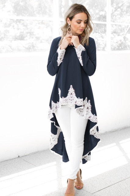 S-XXL Plus Size Women Bohemian Printed Long Sleeve Shirt Women Autumn Blouse Casual Ruffles Irregular Hem Female Tops Shirts D30