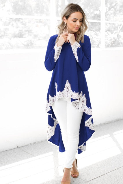 S-XXL Plus Size Women Bohemian Printed Long Sleeve Shirt Women Autumn Blouse Casual Ruffles Irregular Hem Female Tops Shirts D30
