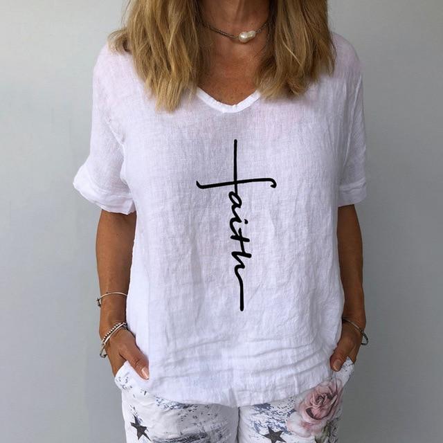 2020 Women Summer V Neck Short Sleeve Blouse Elegant Floral Print Linen Cotton Shirt New Casual Female Plus Size Tops Blusa 3XL