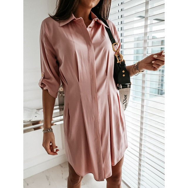 Summer new product solid color Wan sleeve irregular button ladies shirt shirt