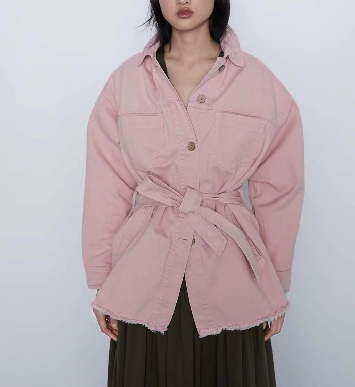 Obrix Cool Loose Spring Autumn Female Shirt Square Collar Full Sleeve Belt Pockets Casual Style Blouse For Women